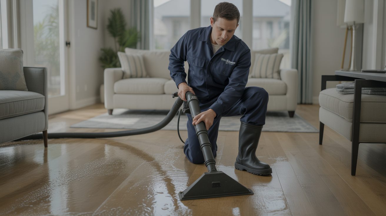 Water Damage Restoration technician at work in Grand Rapids